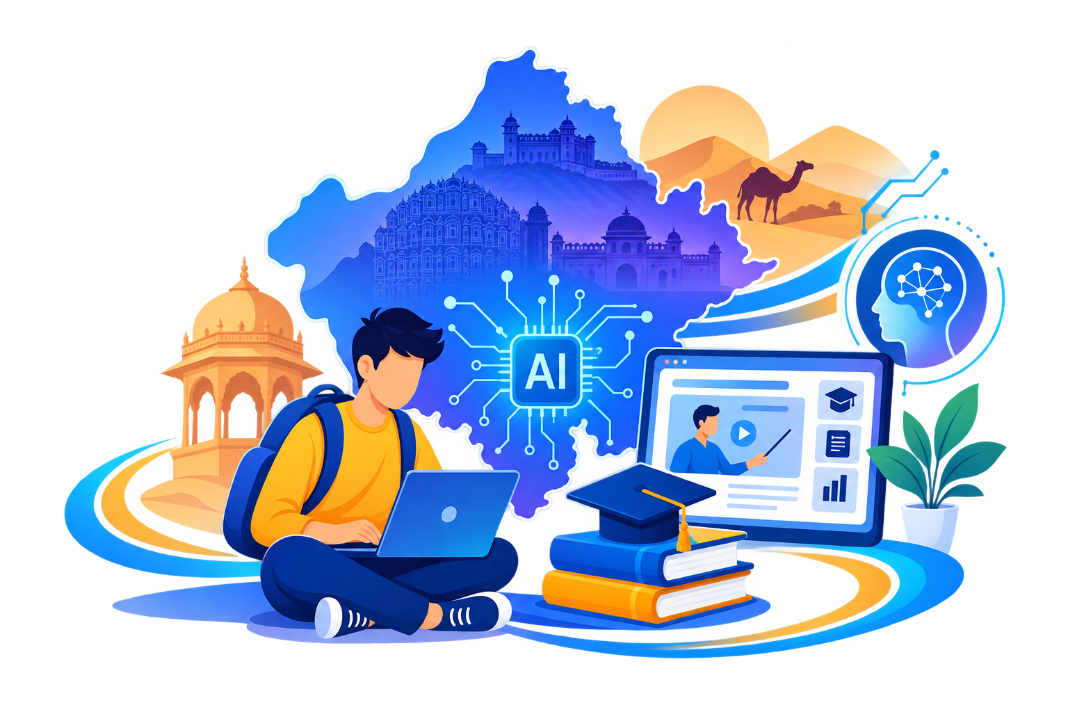 AI Rajasthan - Artificial Intelligence learning illustration